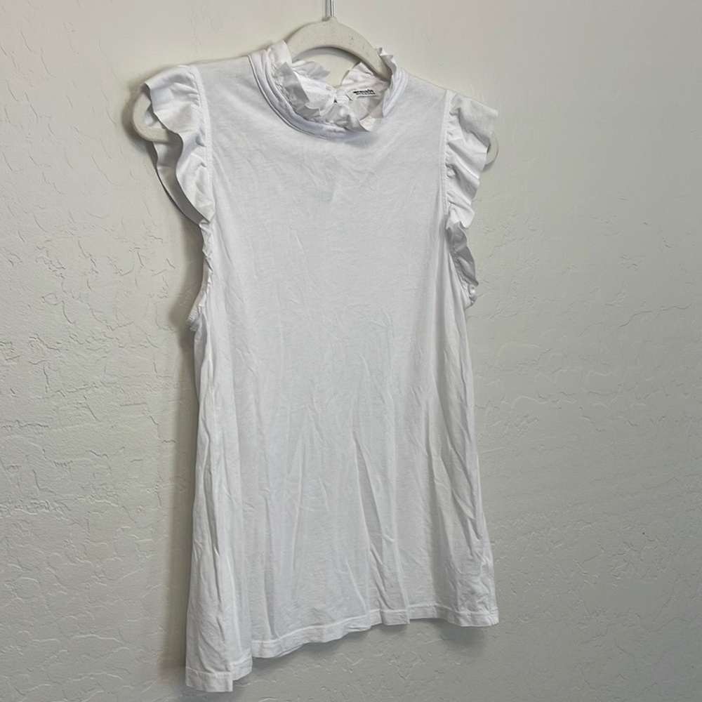 NWT LA made Women’s Small White Ruffle Sleeves Tee Shirt - Picture 3 of 9